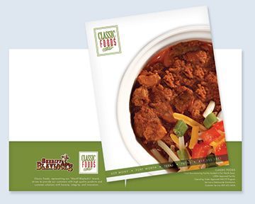A letterhead for classic foods has a picture of a bowl of food on it
