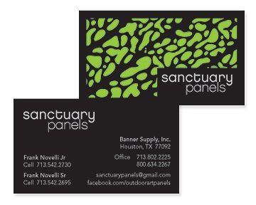 A business card for a company called sanctuary panels