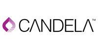 Candela logo: Purple emblem with black text.