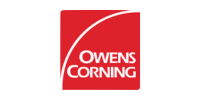 The Owens Corning logo featuring the company name in white text on a red square with a white curved line.