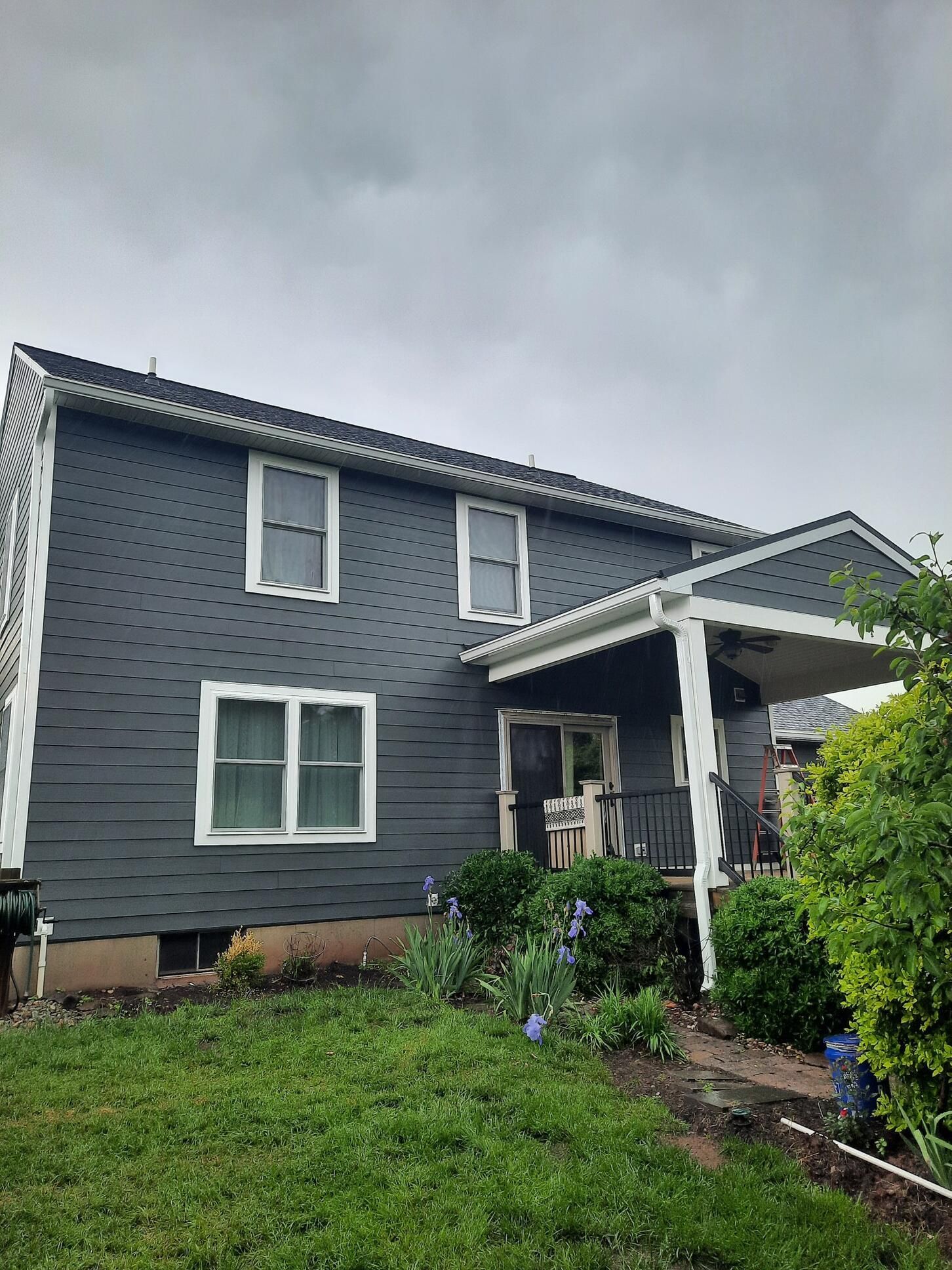 Grey house with white trimming