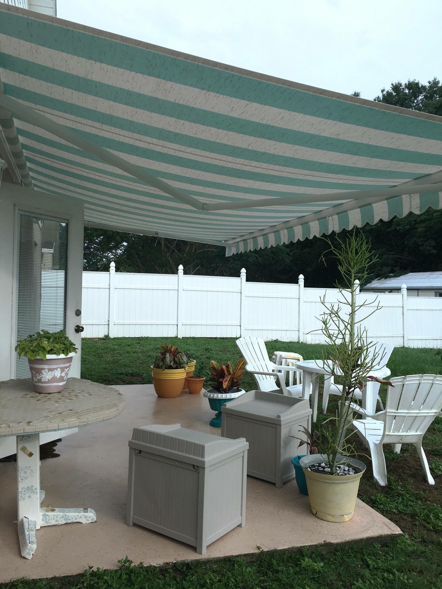 Teal awning