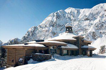 Inn on top of a snowy mountain