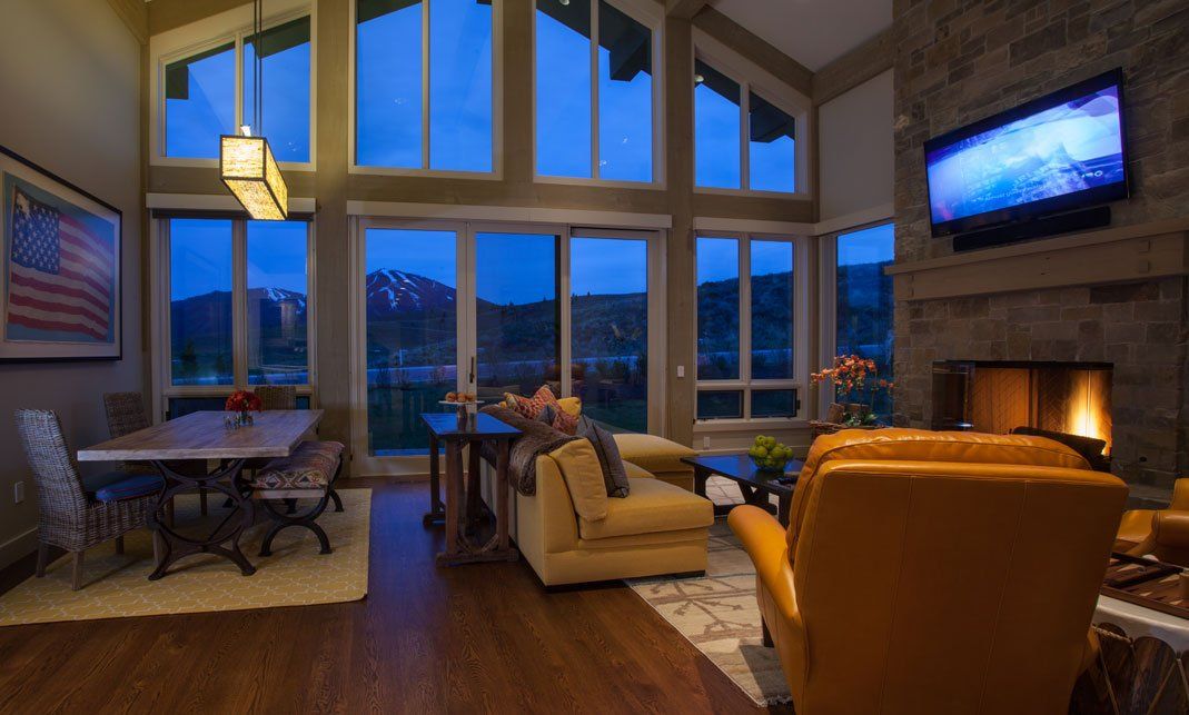 White Clouds living room at night