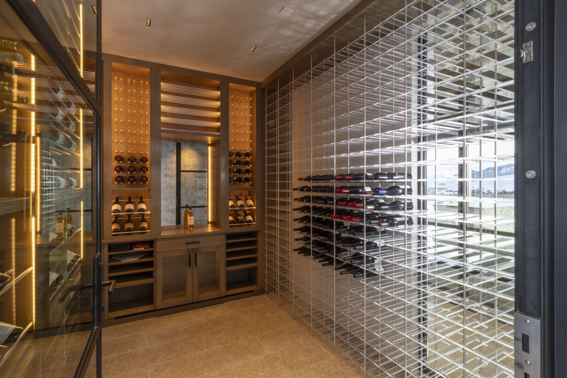 A large wine cellar filled with lots of wine bottles