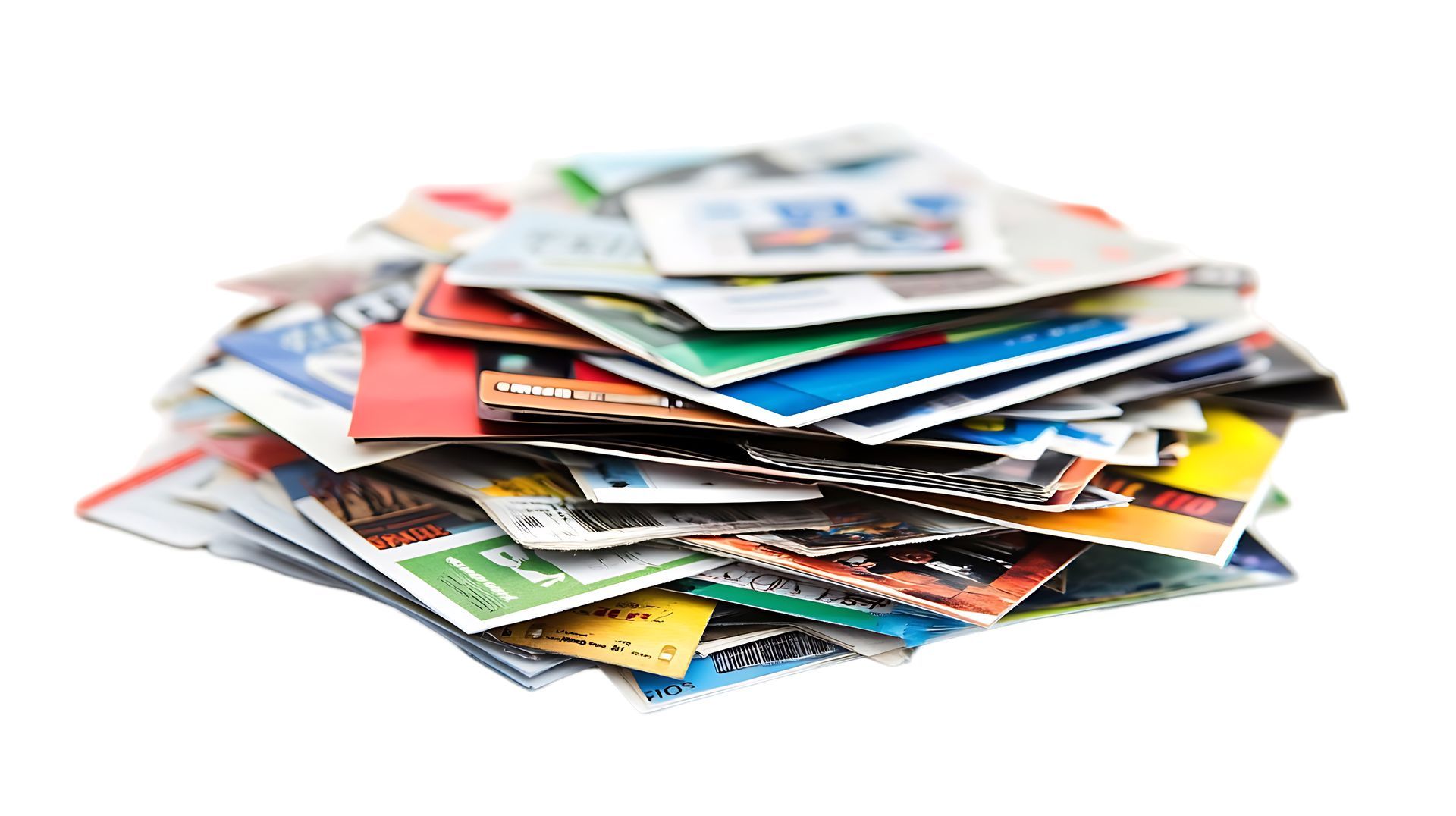 Pile of colorful postage stamps.