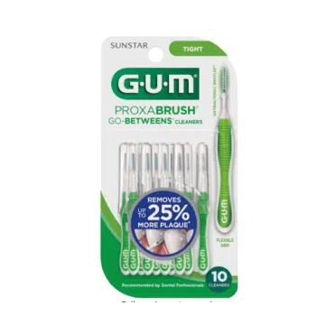 A pack of gum proxabrush go betweens cleaners.