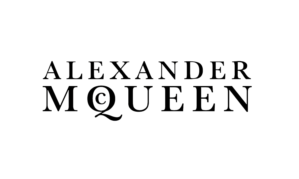 The logo for alexander mcqueen is black and white.