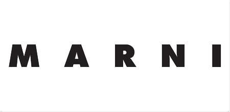 A black and white logo for marni on a white background.