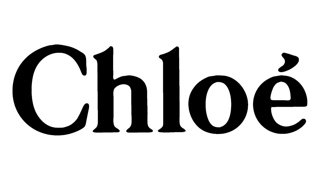 A black and white logo for chloe on a white background