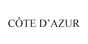 A black and white logo for cote d ' azur on a white background.