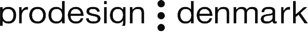 A black and white logo for prodesign denmark on a white background.