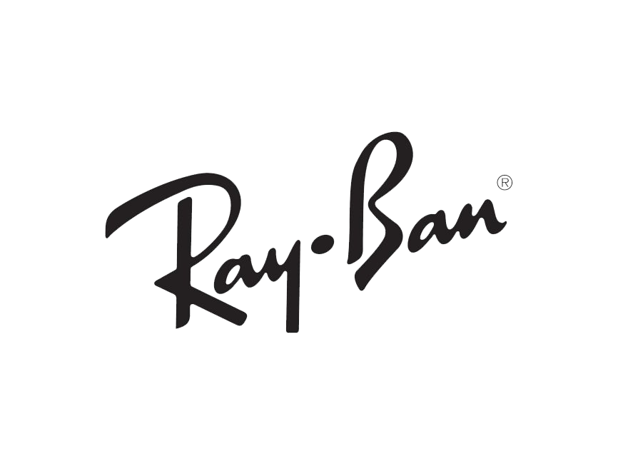 The ray-ban logo is black and white on a white background.