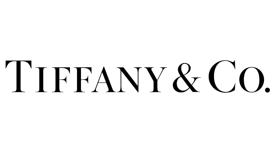 A black and white logo for tiffany & co. on a white background.