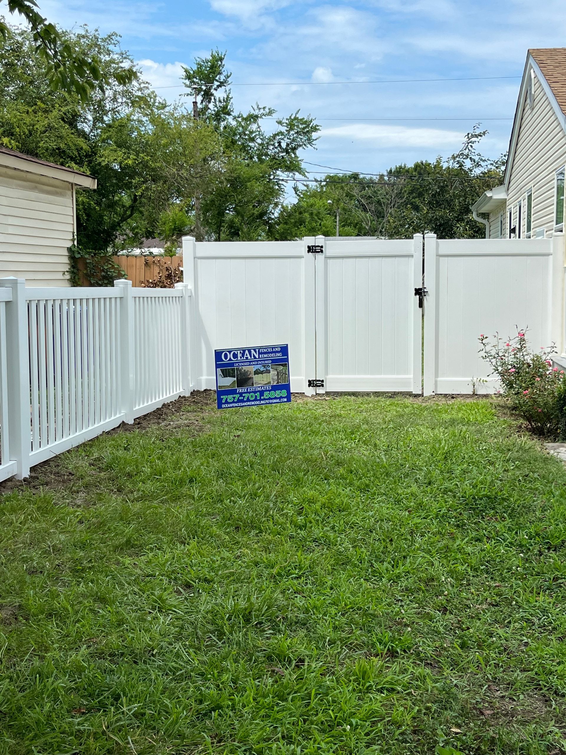 white PVC fence
