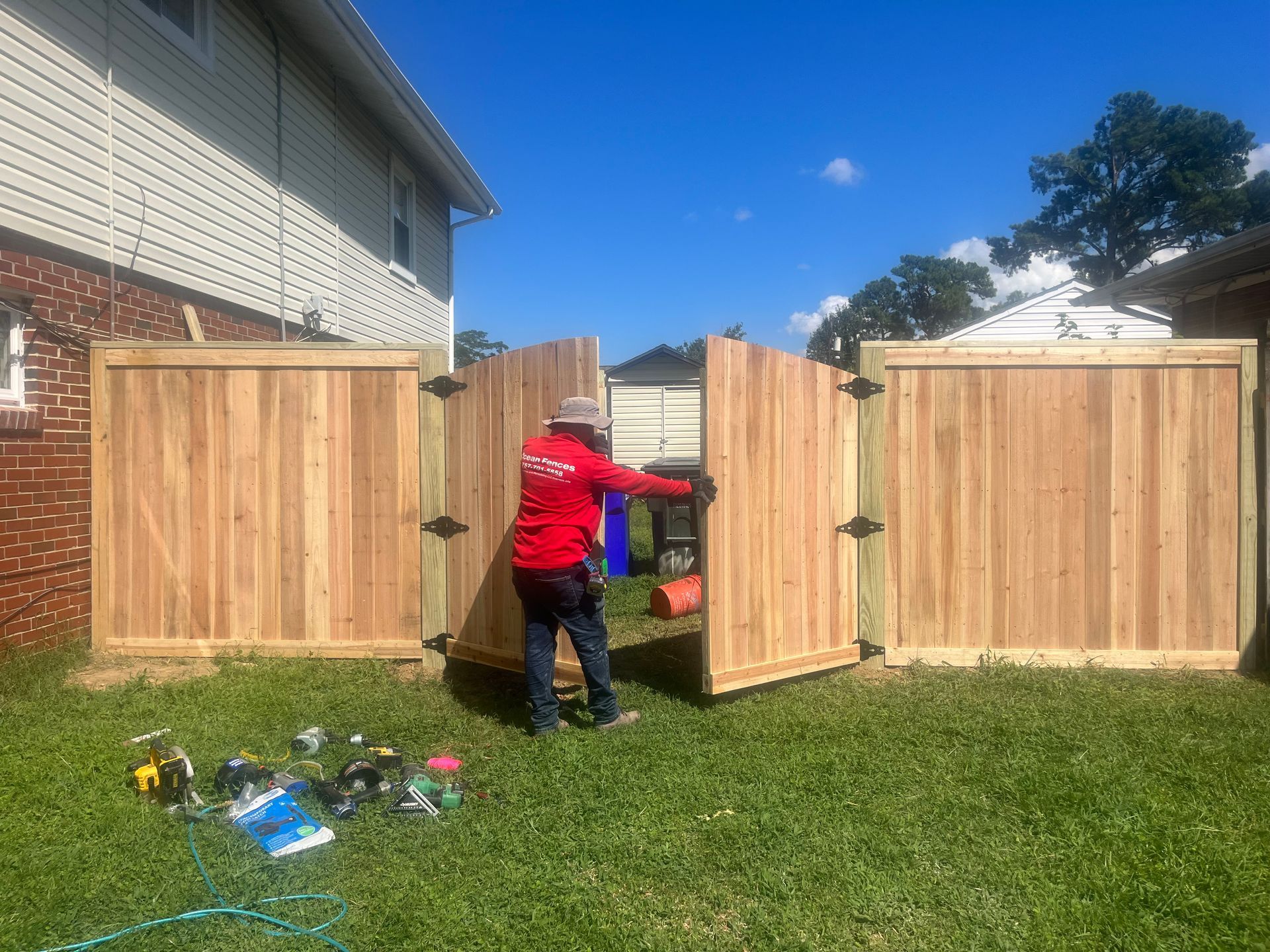 double wooden gate open