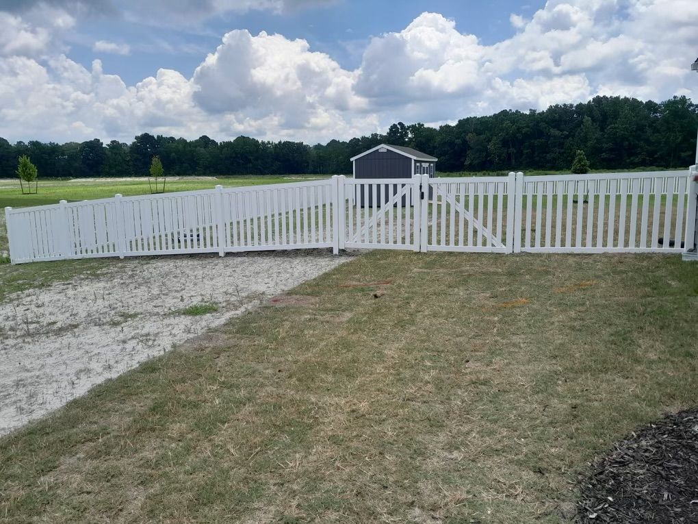 white decorative fence from a distance