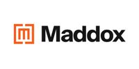 Maddox logo with orange square icon and black text on a white background