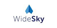 WideSky logo with blue geometric icon above dark gray text