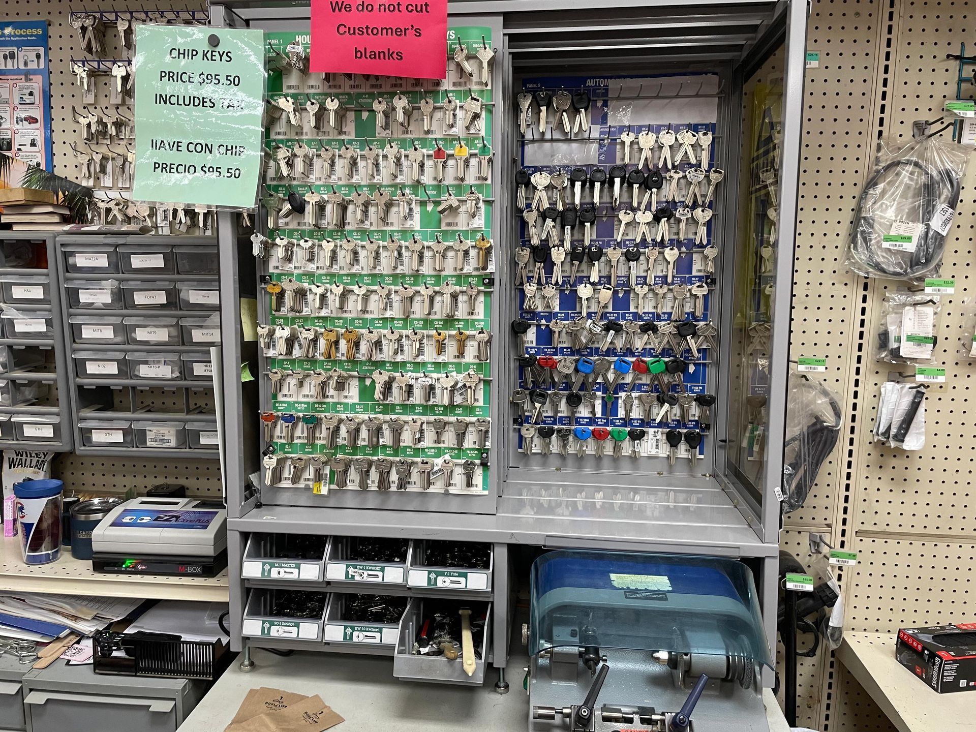 A store filled with lots of keys and tools.