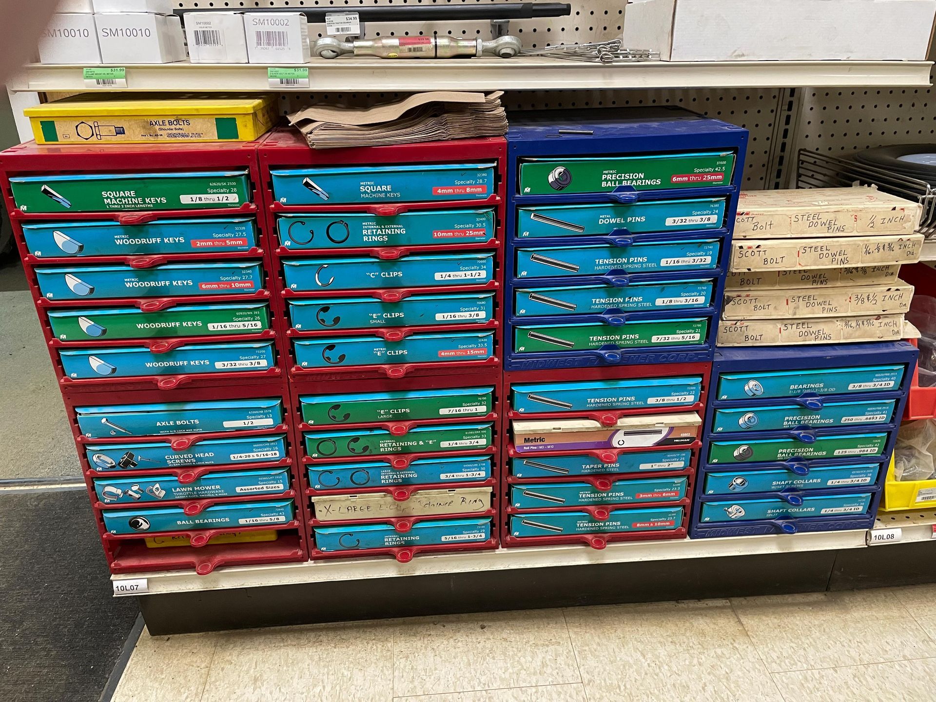 A bunch of drawers stacked on top of each other in a store