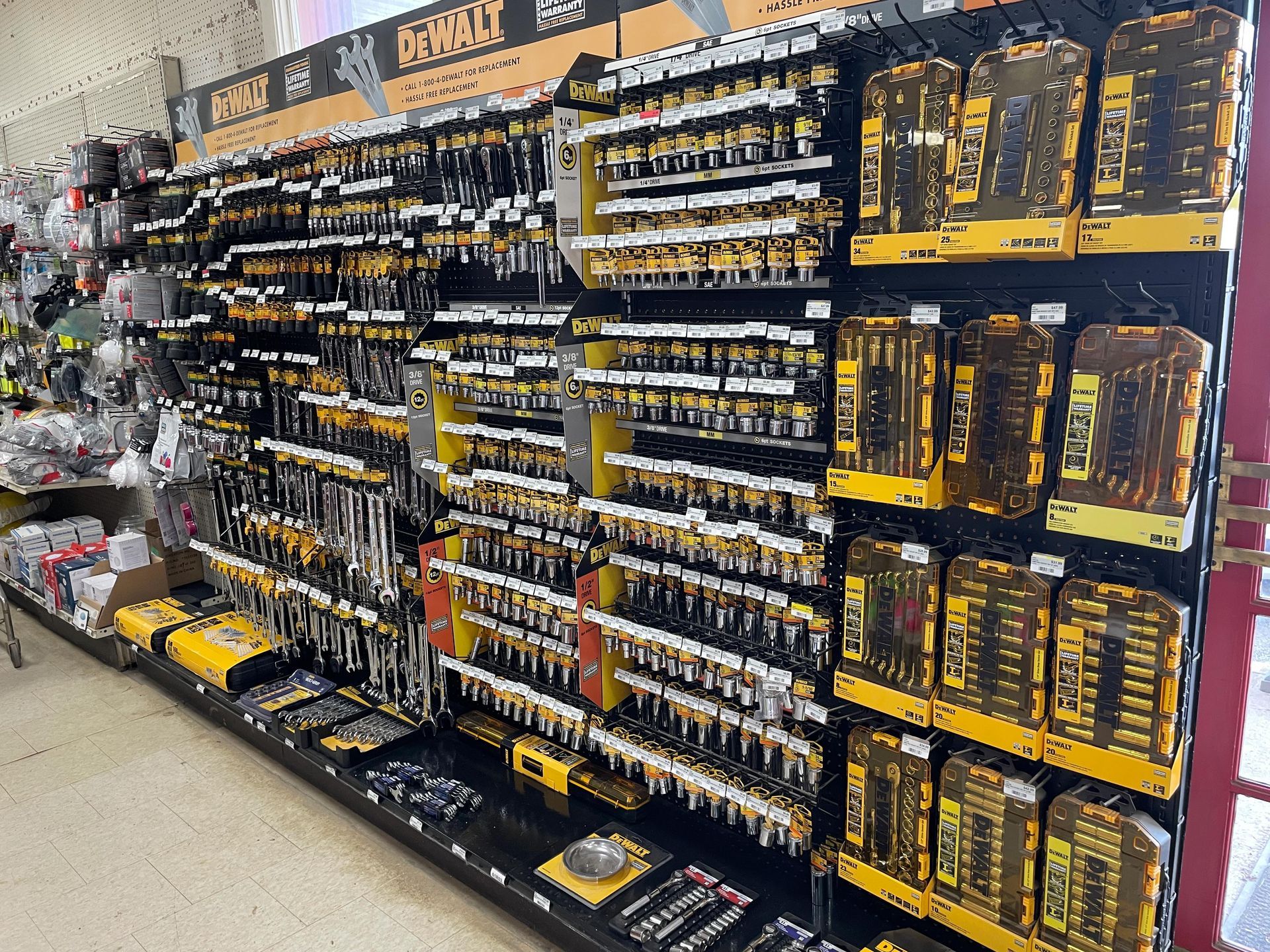 A store filled with lots of tools including dewalt.