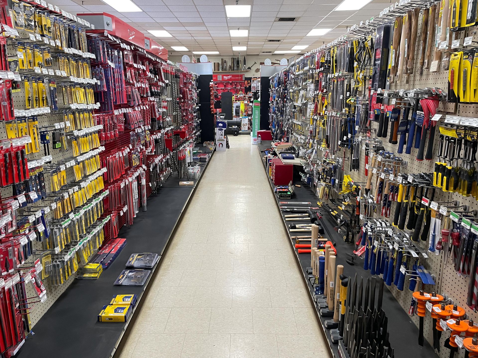 The inside of a hardware store filled with lots of tools.