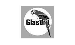 Glasurit logo with a stylized bird on a gray square background