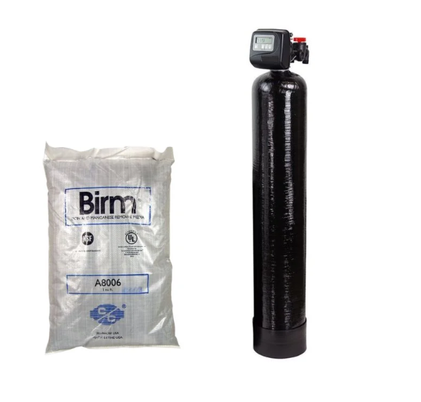 Black Katalox Light water softener tank with digital control head on a white background