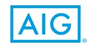 AIG logo in blue letters inside a blue rectangular border on a white background