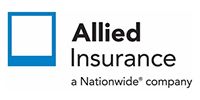 Allied Insurance logo with blue square icon and “a Nationwide company” text