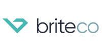 Briteco logo with teal geometric mark and gray lowercase text on white background