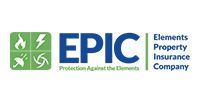 EPIC insurance company logo with green icon and blue text, “Elements Property Insurance Company”