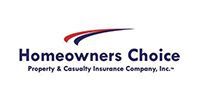 Homeowners Choice Property & Casualty Insurance Company logo with blue text and red arc