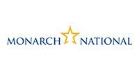 Monarch National logo with blue text and a gold star between the words