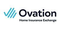 Ovation Home Insurance Exchange logo with teal icon and black text on white background