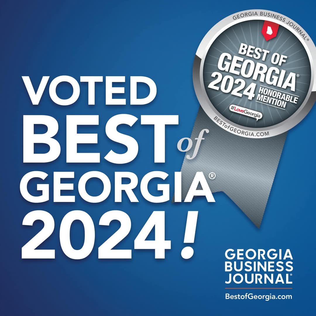 Voted Best of Georgia 2024 graphic with blue background and Georgia Business Journal logo.
