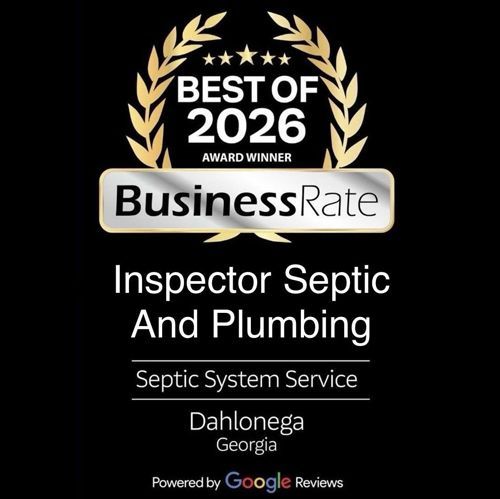 Best of 2026 award for Inspector Septic and Plumbing, Dahlonega, Georgia, on black background.
