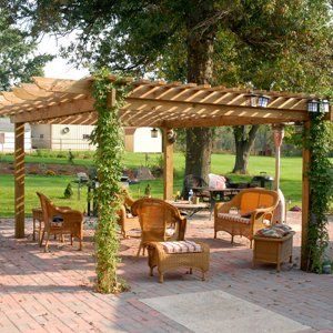 Pergola with tables and chairs