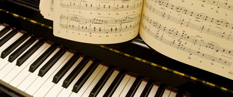 Piano keys and notes
