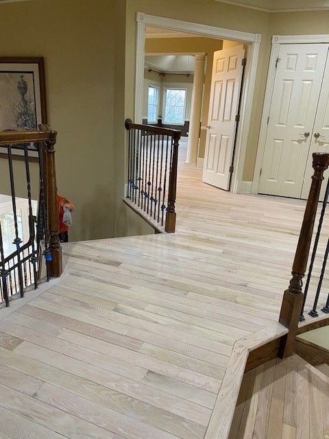 there is a staircase leading up to the second floor of a house 