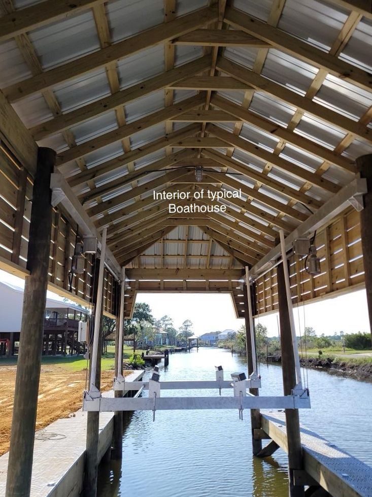 A boat lift is being built over a body of water