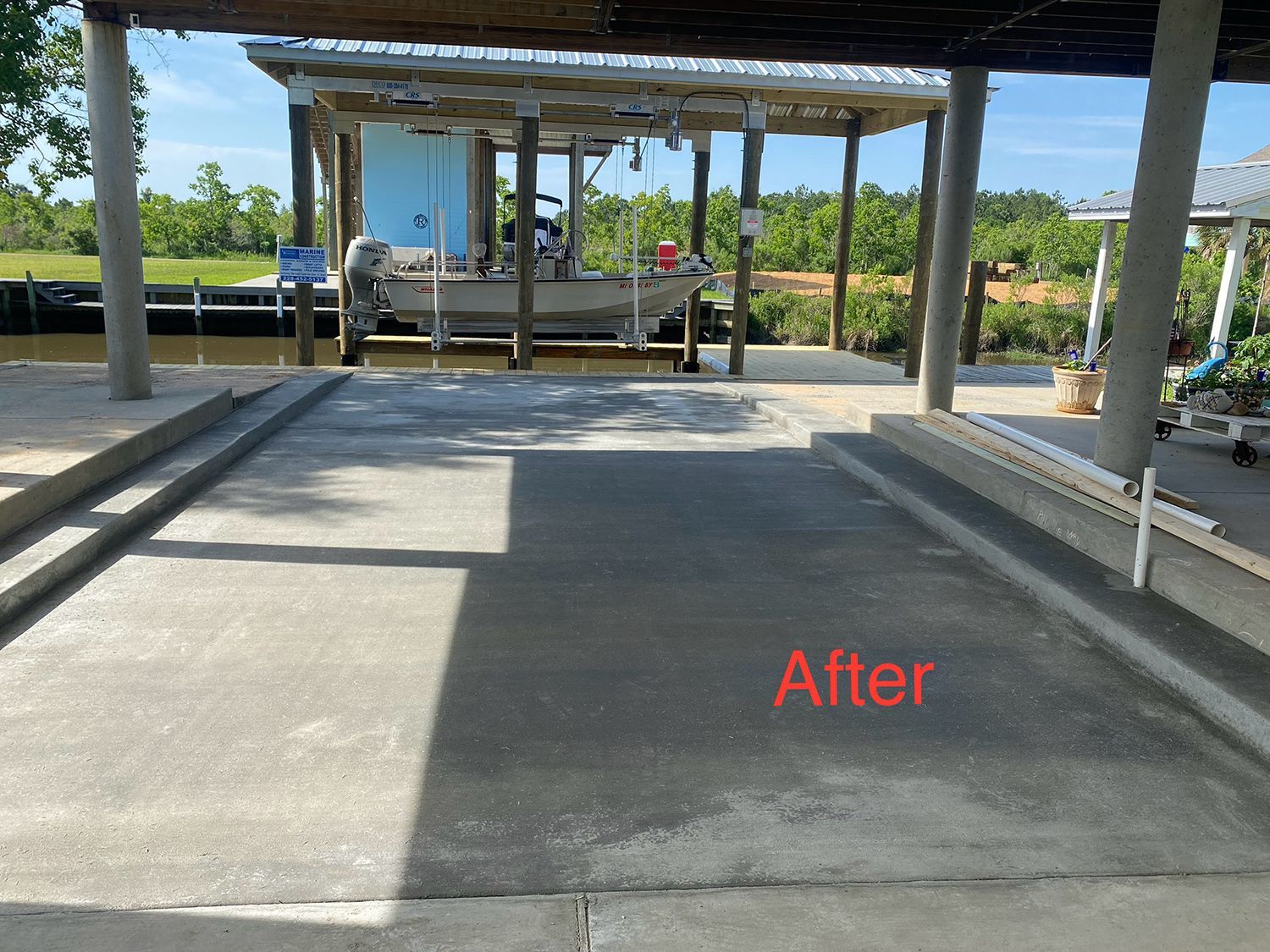 A picture of a boat dock after being remodeled