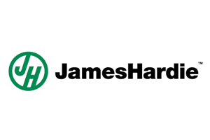 The james hardie logo is green and black on a white background.