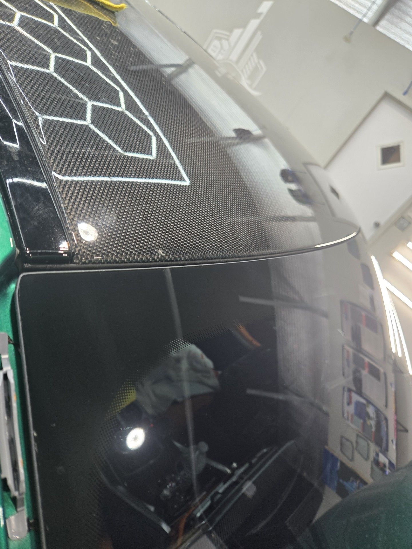 Top view of a black car.