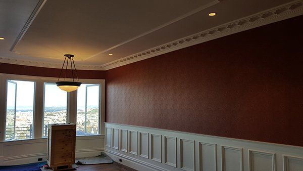 A room with red walls