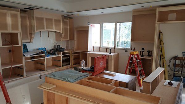 A kitchen under construction