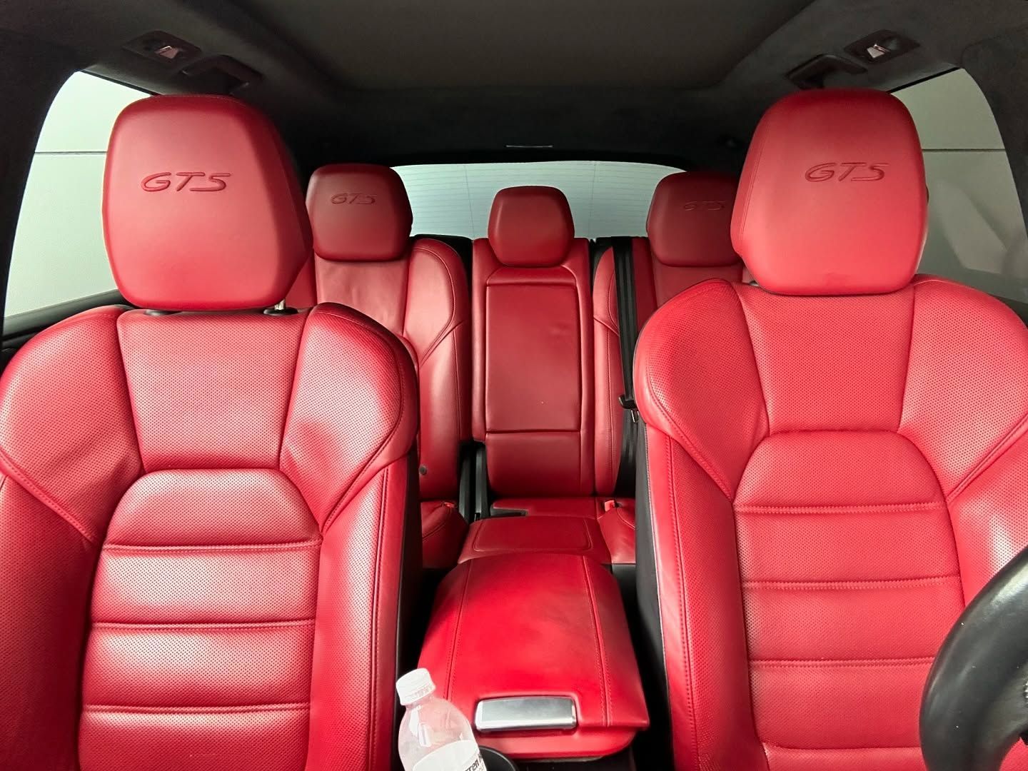 Red leather car interior with 
