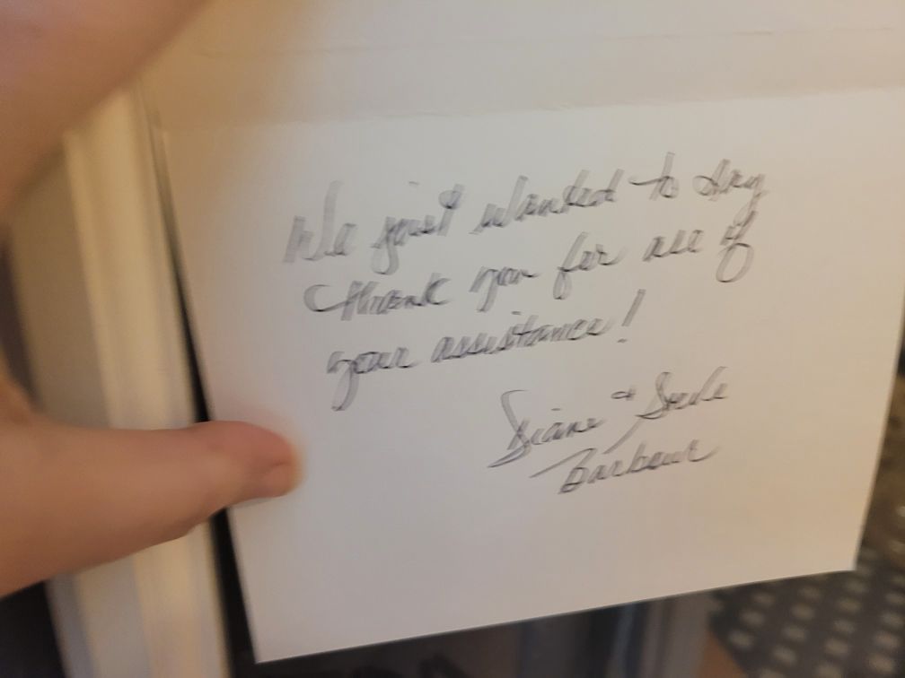 Someone is holding a note