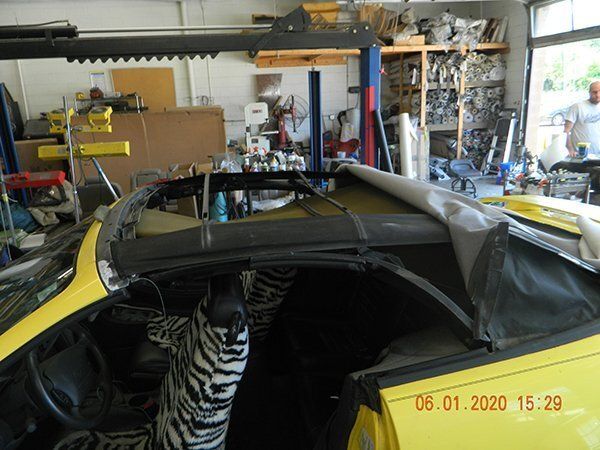 Yellow Convertible side view before